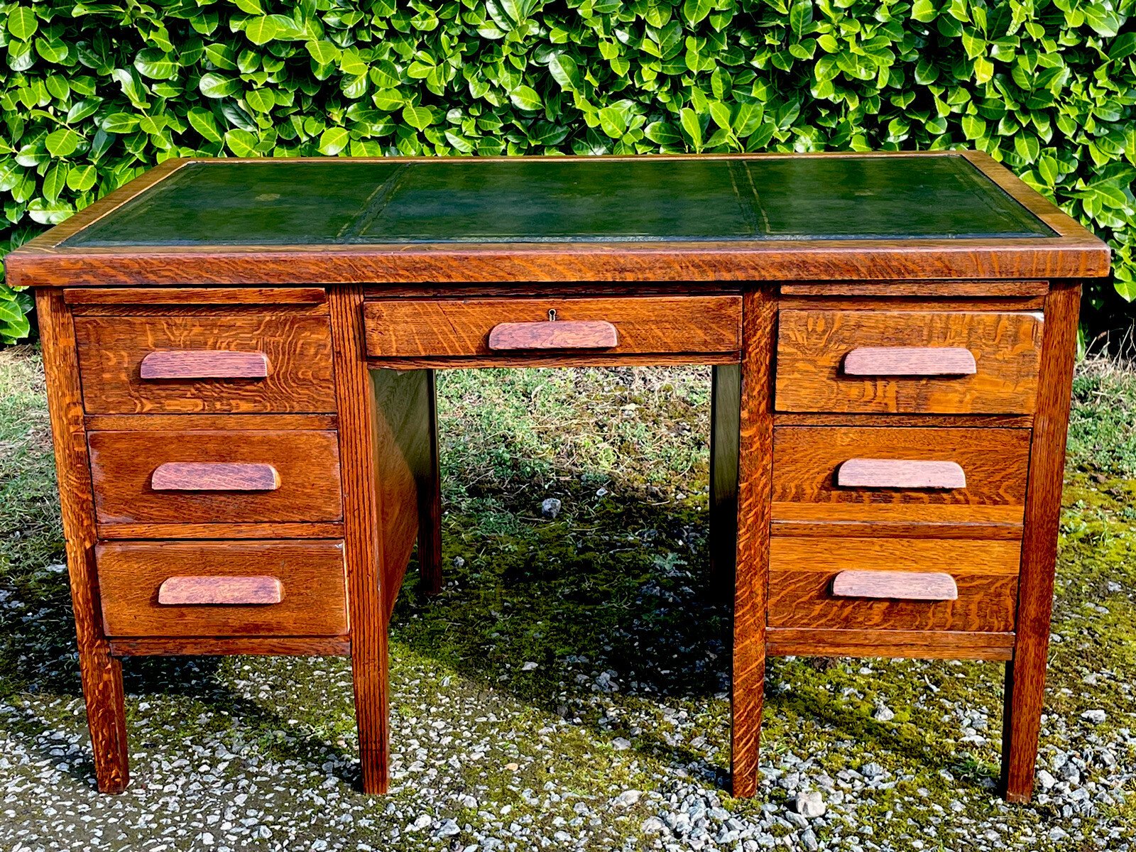 s-l1600-1277.jpg Large Arts & Crafts Golden Oak Partners Writing Desk - Image 1