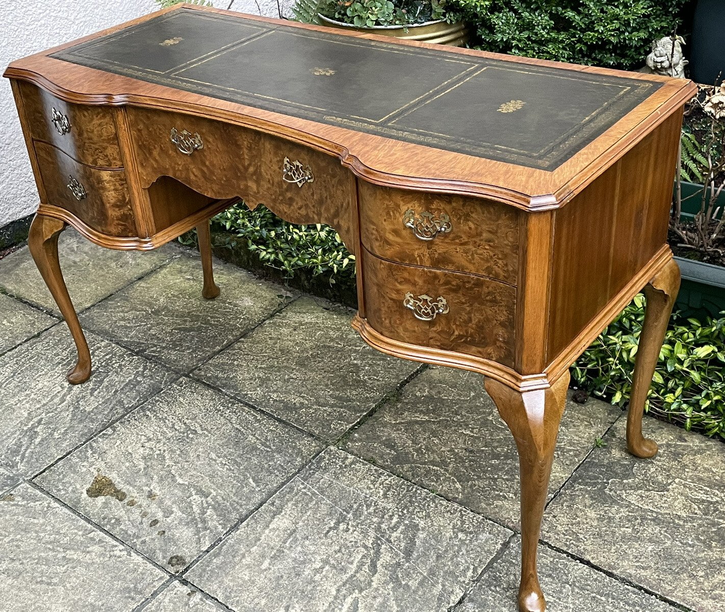 s-l1600-1282.jpg Rare Art Deco Walnut Bird's Eye Maple Writing Desk - Image 1
