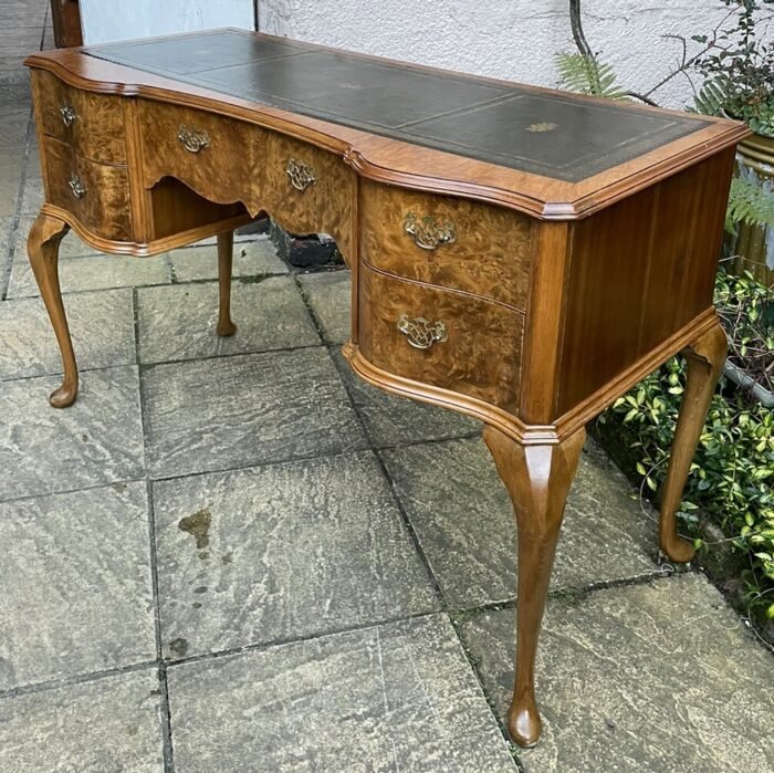 Rare Art Deco Walnut Bird's Eye Maple Writing Desk - Image 3