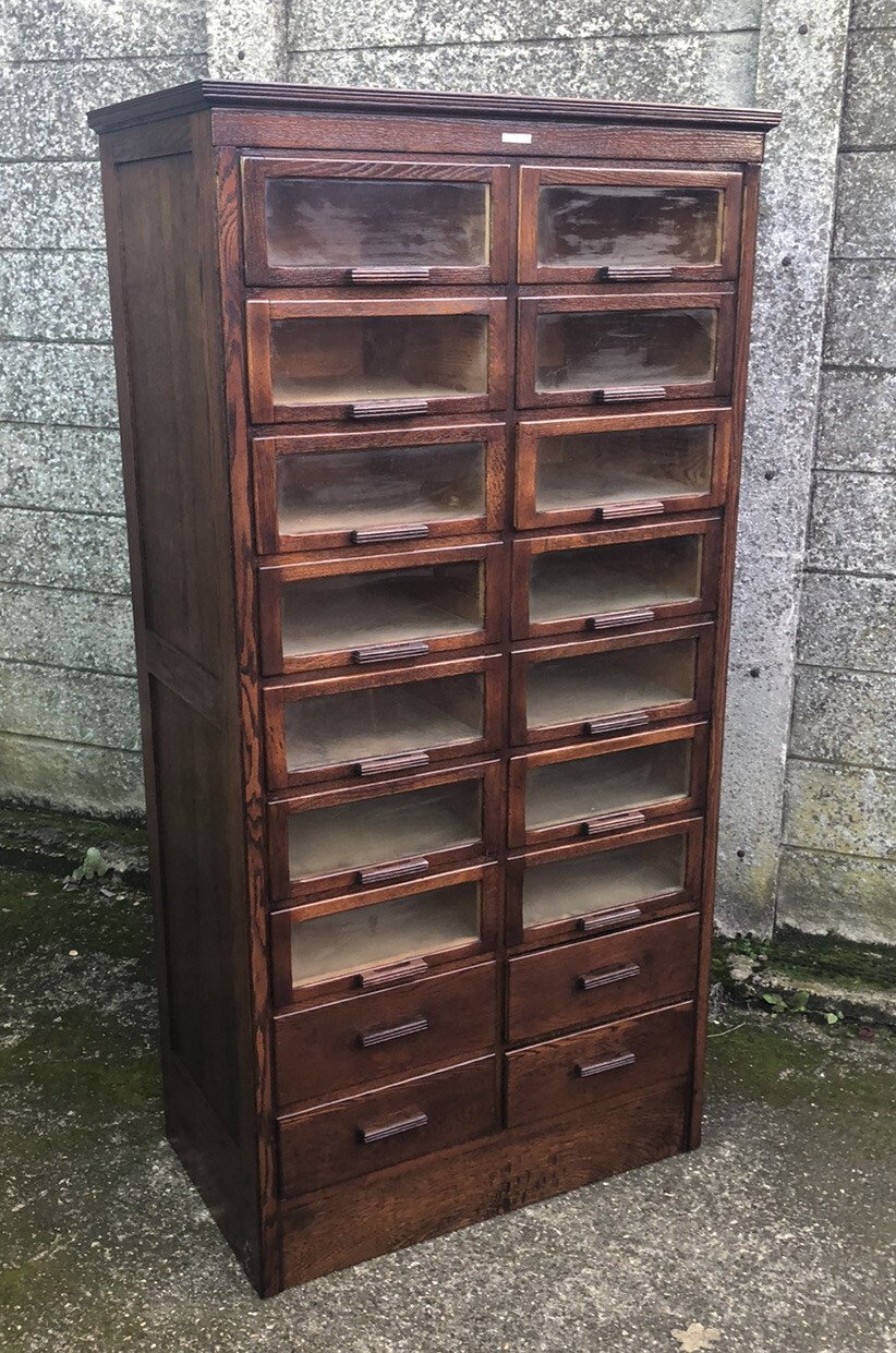 s-l1600-1292.jpg Rare Oak Haberdashery Shop Cabinet 18 Drawer Vintage - Image 1