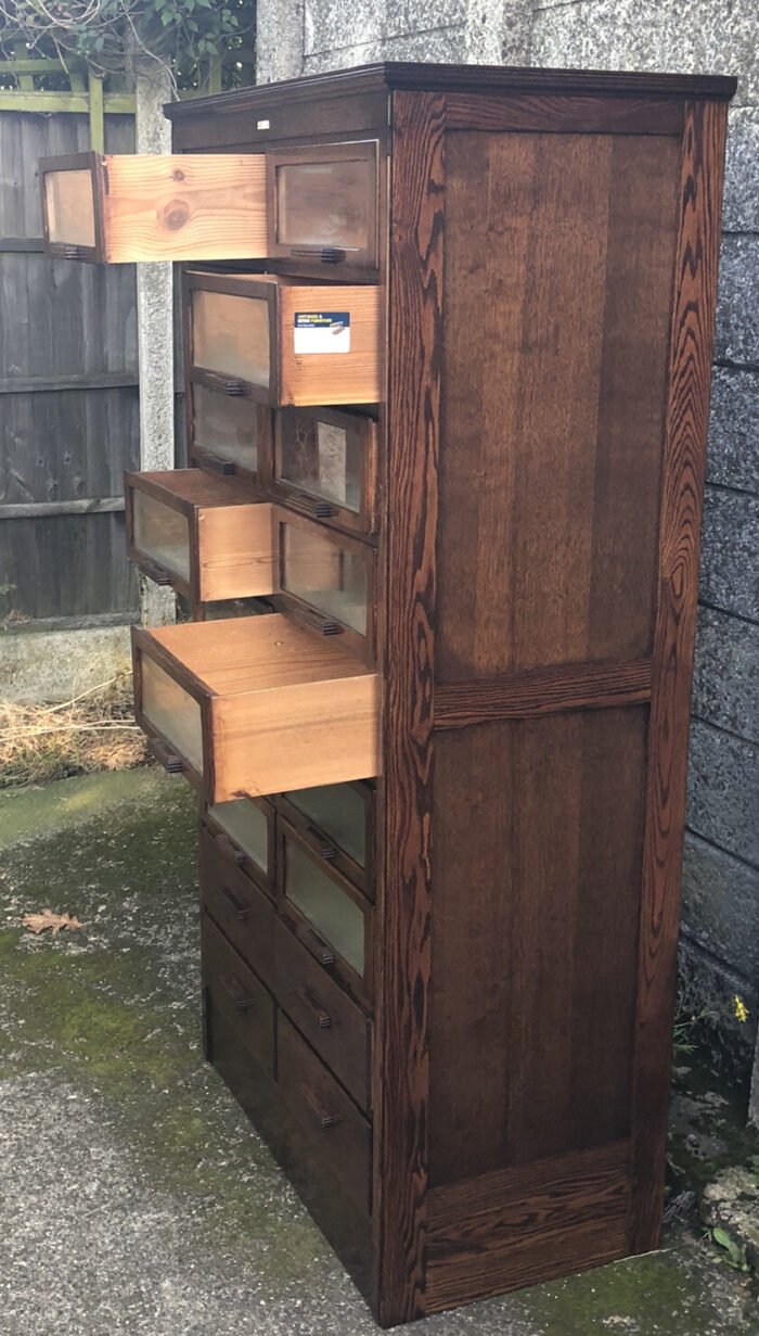 Rare Oak Haberdashery Shop Cabinet 18 Drawer Vintage - Image 3