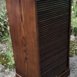 Rare Arts & Crafts Oak Tambour Filing Cabinet with 16 Trays