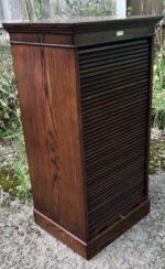 Rare Arts & Crafts Oak Tambour Filing Cabinet with 16 Trays