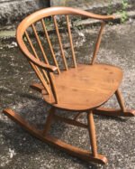 Rare Ercol Cowhorn Adult Rocking Chair Vintage Light Elm - Image 3