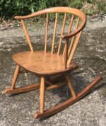 Rare Ercol Cowhorn Adult Rocking Chair Vintage Light Elm - Image 4