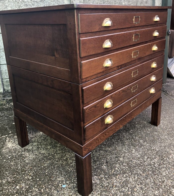 Rare Arts & Crafts Oak 6 Drawer Plan Chest for Artists - Image 2