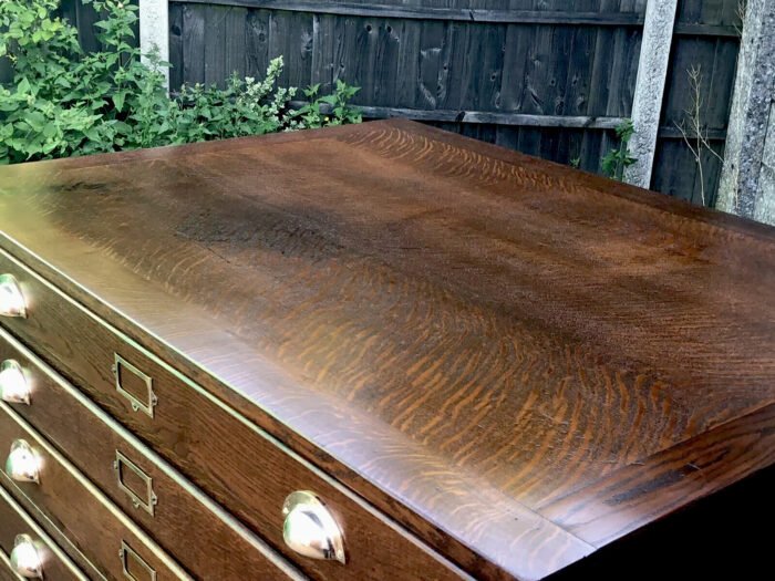 Rare Arts & Crafts Oak 6 Drawer Plan Chest for Artists - Image 3