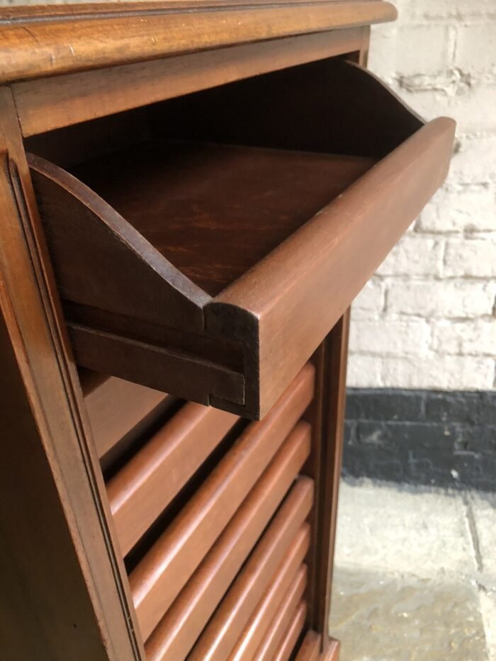 Rare Arts & Crafts Mahogany Tambour Filing Cabinet 9 Trays - Image 3