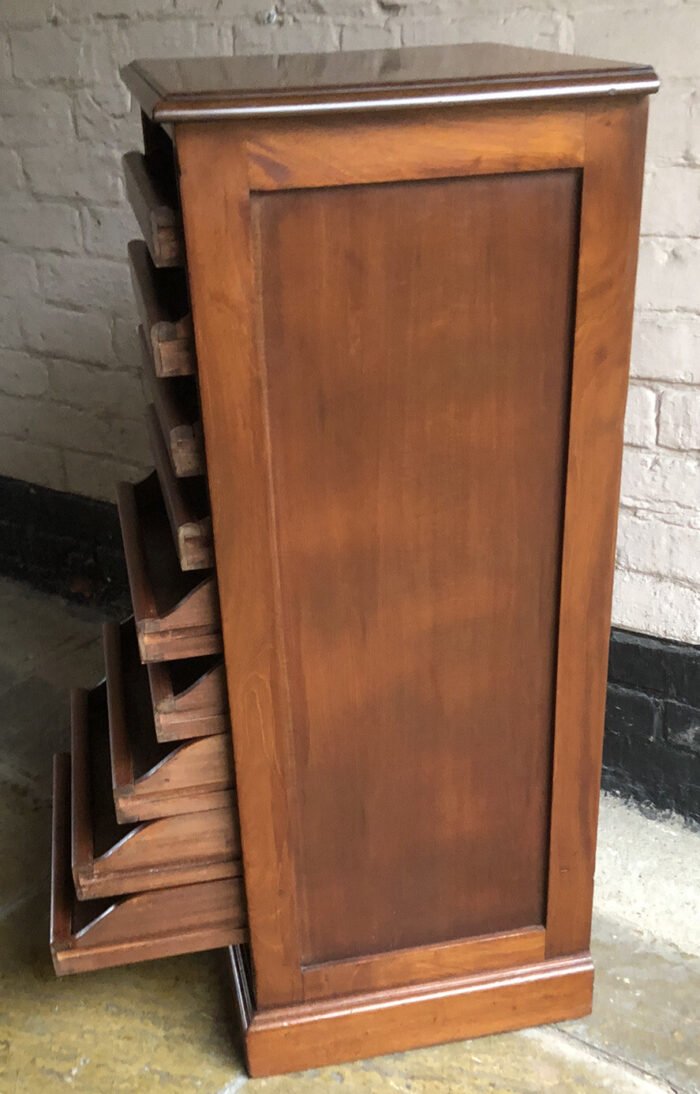 Rare Arts & Crafts Mahogany Tambour Filing Cabinet 9 Trays - Image 4