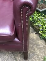 Antique Style Plum Leather 2 Seater Love Seat Sofa Vintage - Image 3