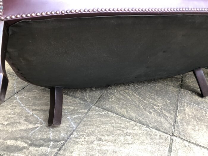 Antique Style Plum Leather 2 Seater Love Seat Sofa Vintage - Image 4