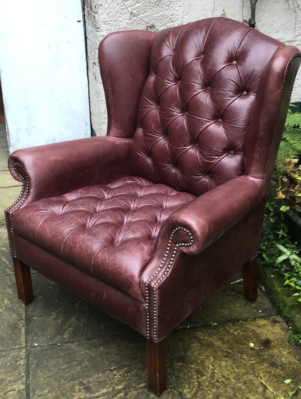 s-l1600-1332.jpg Wade Leather Wingback Chesterfield Armchair Oxblood Vintage SEO Description - Image 1