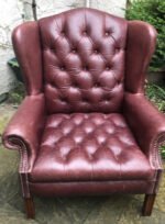 Wade Leather Wingback Chesterfield Armchair Oxblood Vintage  SEO Description - Image 3