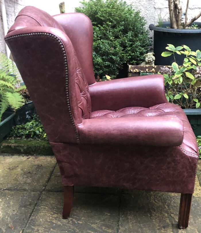 Wade Leather Wingback Chesterfield Armchair Oxblood Vintage  SEO Description - Image 4
