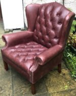 Wade Leather Wingback Chesterfield Armchair Oxblood Vintage  SEO Description - Image 5