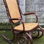 Rare Thonet Bentwood Rocking Armchair Antique Cane Seat