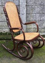 Rare Thonet Bentwood Rocking Armchair Antique Cane Seat