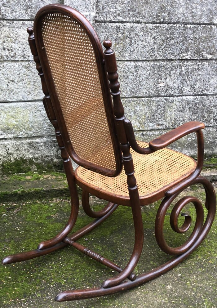 Rare Thonet Bentwood Rocking Armchair Antique Cane Seat - Image 3