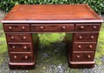 Victorian Mahogany Pedestal Writing Desk Antique Kneehole Desk