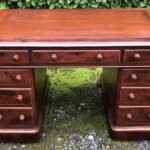 Victorian Mahogany Pedestal Writing Desk Antique Kneehole Desk