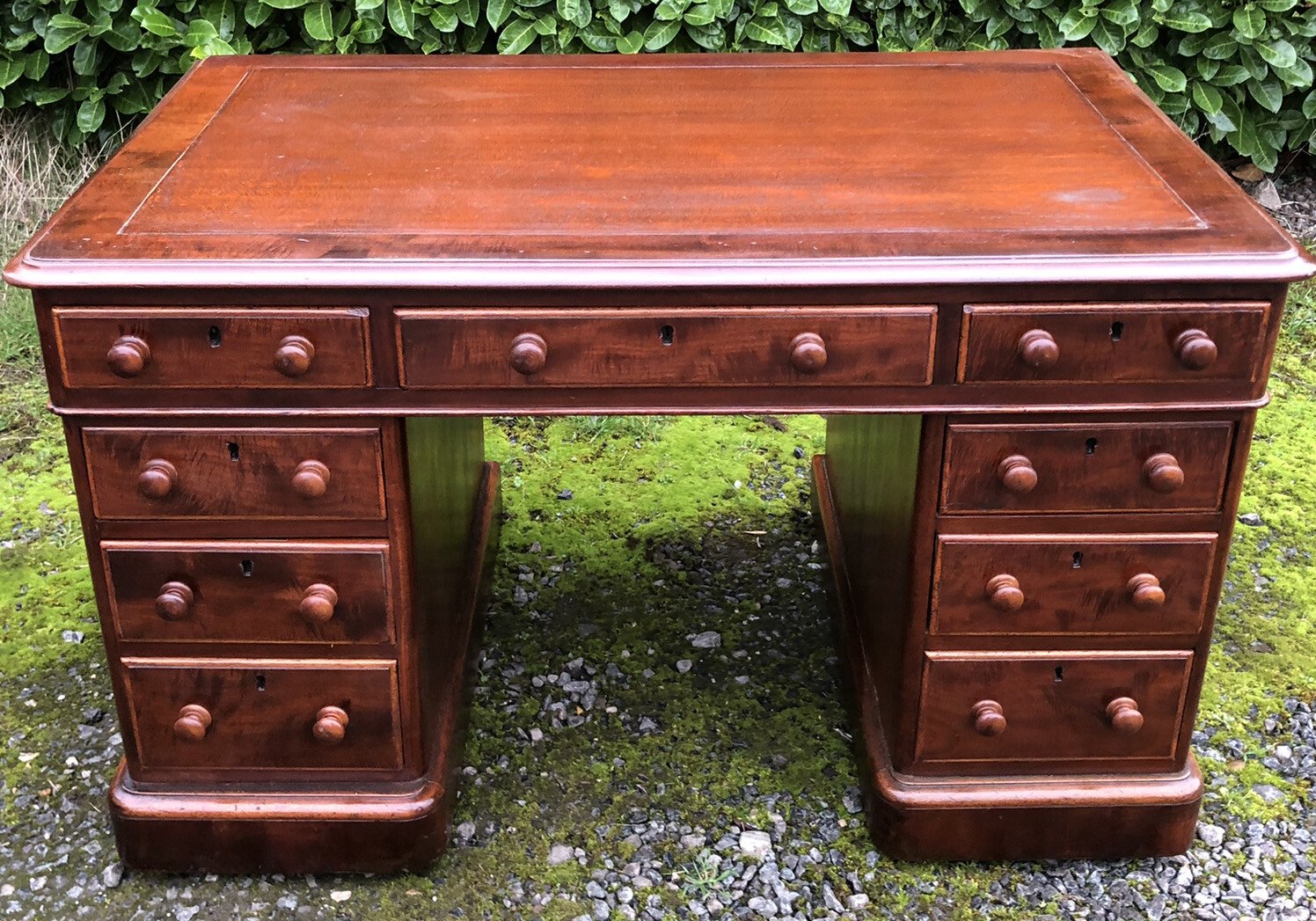 s-l1600-1342.jpg Victorian Mahogany Pedestal Writing Desk Antique Kneehole Desk - Image 1