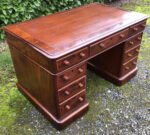 Victorian Mahogany Pedestal Writing Desk Antique Kneehole Desk - Image 2