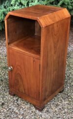 Art Deco Walnut Single Door Cabinet Vintage Bedside Storage Stand - Image 2
