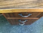 Retro Walnut Bowfront Writing Desk 6 Drawer Vintage Office Desk Clean Condition - Image 3