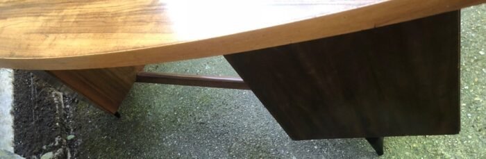 Retro Walnut Bowfront Writing Desk 6 Drawer Vintage Office Desk Clean Condition - Image 5