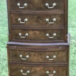 Antique Style Walnut Chest on Chest Vintage Tallboy Chest of Drawers