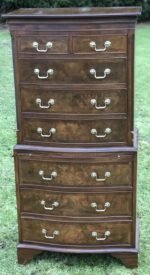 Antique Style Walnut Chest on Chest Vintage Tallboy Chest of Drawers