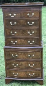 Antique Style Walnut Chest on Chest Vintage Tallboy Chest of Drawers - Image 2