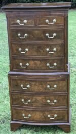 Antique Style Walnut Chest on Chest Vintage Tallboy Chest of Drawers - Image 3
