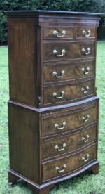 Antique Style Walnut Chest on Chest Vintage Tallboy Chest of Drawers - Image 4