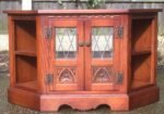 Old Charm Oak Corner TV Cabinet Satellite Media Storage Unit Tudor Brown