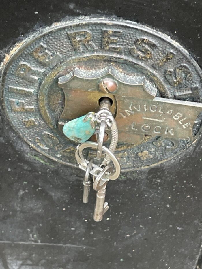 Antique Fire Resistant Home Office Safe with Keys - Image 2