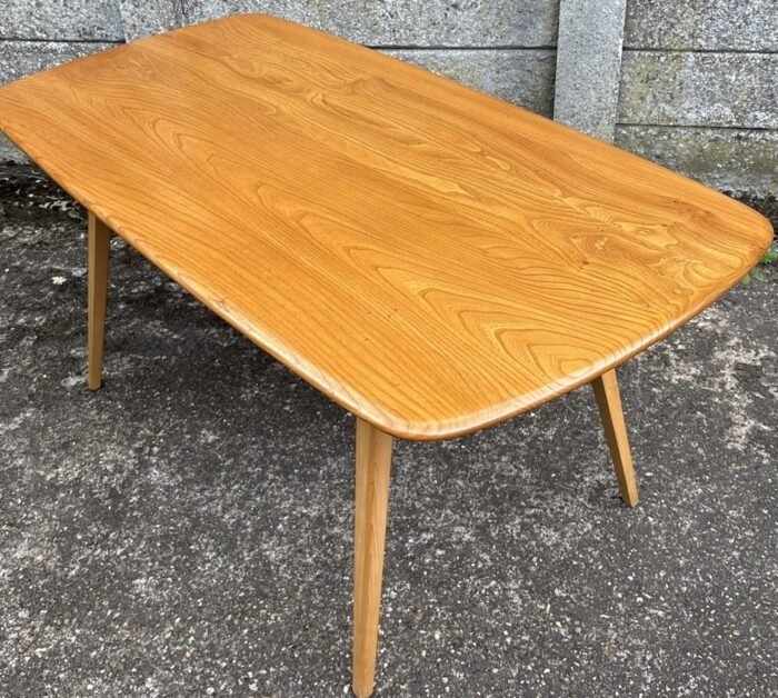 Vintage Ercol Plank Dining Table Solid Elm & Beech 6–8 Seater - Image 4