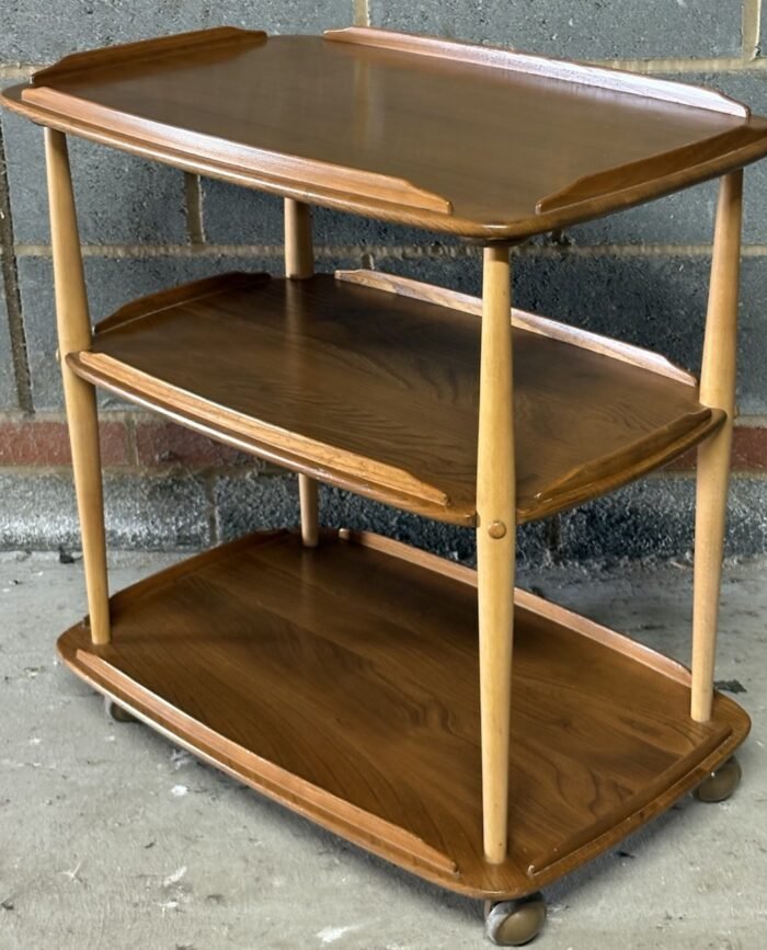 Retro Ercol Trolley Display Stand Solid Elm Vintage Serving Table - Image 5
