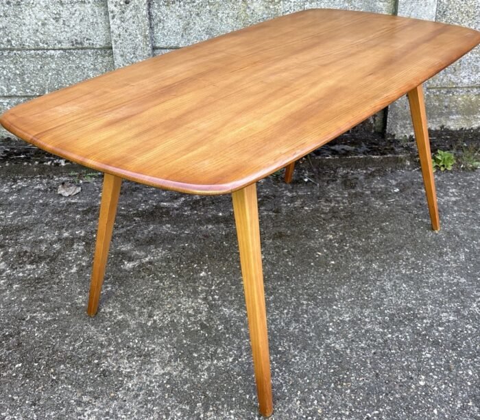 Vintage Ercol Plank Dining Table Solid Elm Beech 6 Seater - Image 3