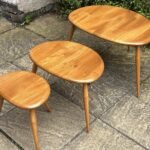 Vintage Ercol Pebble Nest of Coffee Tables Solid Elm & Beech