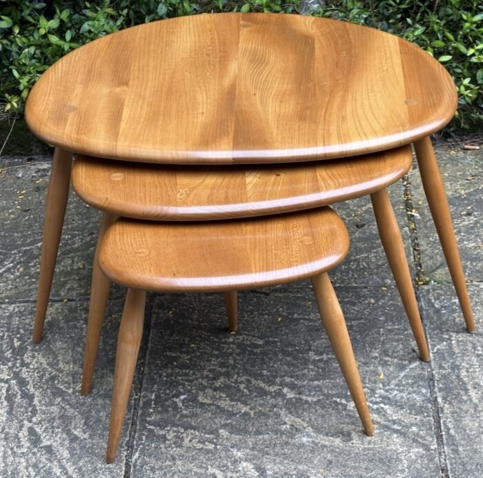 Vintage Ercol Pebble Nest of Coffee Tables Solid Elm & Beech - Image 3