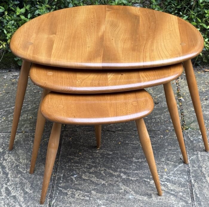 Vintage Ercol Pebble Nest of Coffee Tables Solid Elm & Beech - Image 5