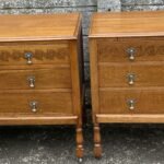 Pair of Arts & Crafts Golden Oak 3 Drawer Chests His & Hers