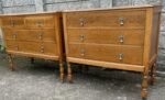 Pair of Arts & Crafts Golden Oak 3 Drawer Chests His & Hers - Image 3
