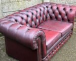 Thomas Lloyd Oxblood Leather Chesterfield 2 Seater Sofa - Image 2