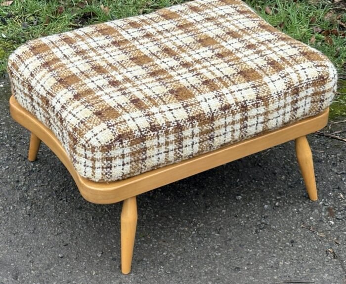 Vintage Ercol Foot Stool Retro Beech Ottoman with Original Cushion - Image 2