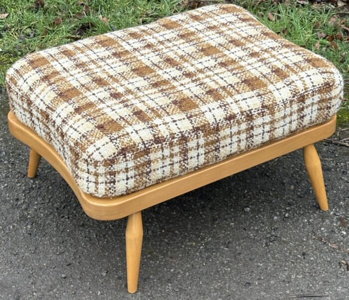Vintage Ercol Foot Stool Retro Beech Ottoman with Original Cushion - Image 3