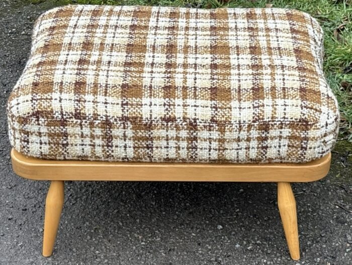 Vintage Ercol Foot Stool Retro Beech Ottoman with Original Cushion - Image 4