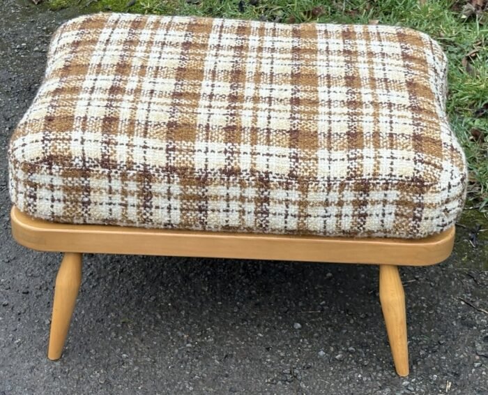 Vintage Ercol Foot Stool Retro Beech Ottoman with Original Cushion - Image 5