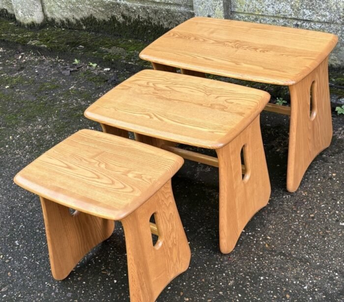 Ercol Nest of Coffee Tables Solid Ash Modern Nesting Tables - Image 5